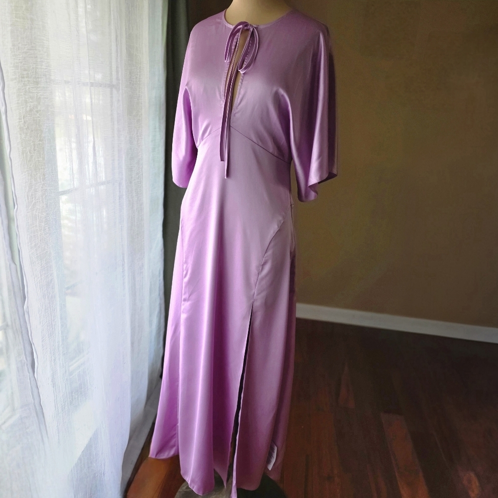 ASOS Design Panelled Satin Midi Dress with Keyhole - Lilac - Size 6 NWT